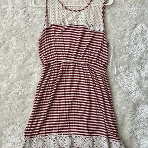 Red and White Striped Sleeveless Dress